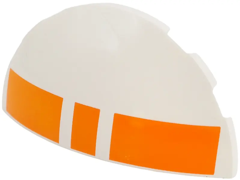 Brick, Round 3 x 6 x 1 Dome Half with Orange Broken Stripe Rectangles Pattern