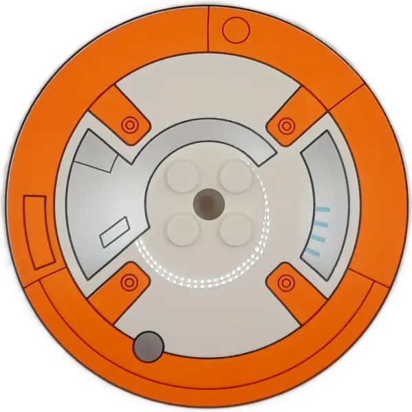 Dish 8 x 8 Inverted (Radar) - Solid Studs with SW BB-8 Droid Orange Circle and Silver Control Panels