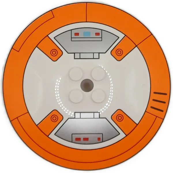 Dish 8 x 8 Inverted (Radar) - Solid Studs with SW BB-8 Droid Orange Circle and Silver Control Panels