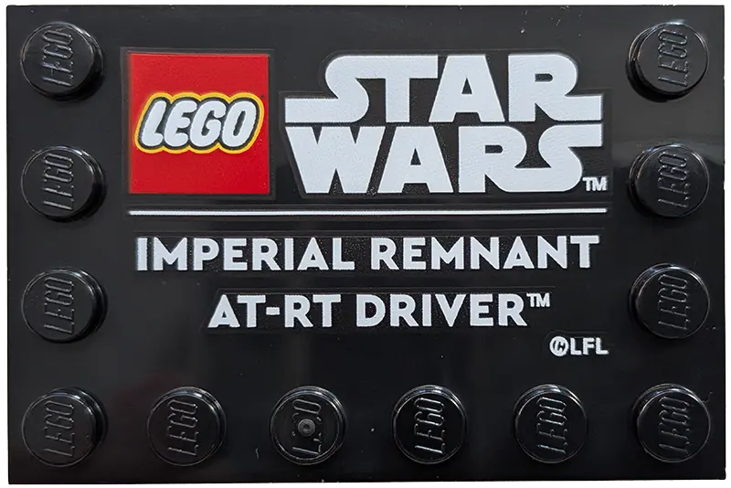 Tile, Modified 4 x 6 with Studs on Edges with LEGO Star Wars Logo and White 'IMPERIAL REMNANT AT-RT 