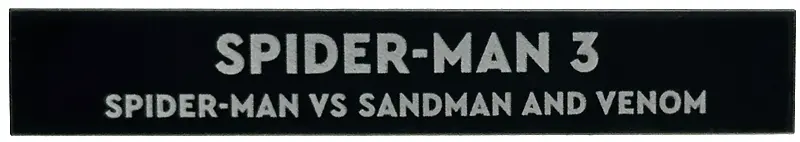 Tile 1 x 6 with White 'SPIDER-MAN 3 SPIDER-MAN VS SANDMAN AND VENOM' Pattern