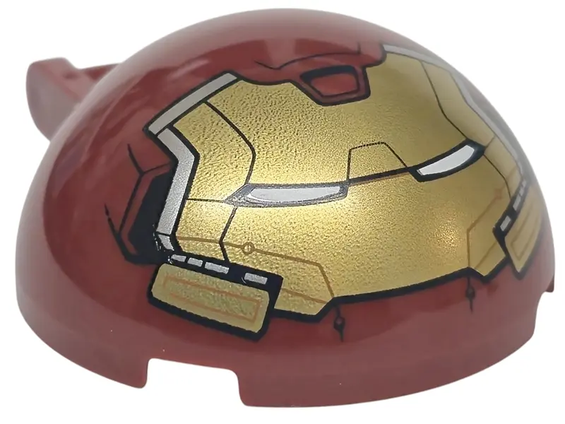 Red Windscreen 4 x 4 x 1 2/3 Canopy Dome Half Sphere with Bar Handle with Gold Hulkbuster Face with 