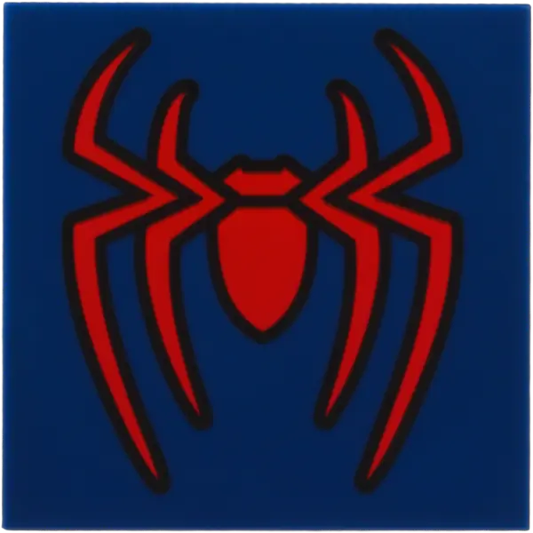 Blue Tile 4 x 4 with Red Spider with Black Outlines Pattern