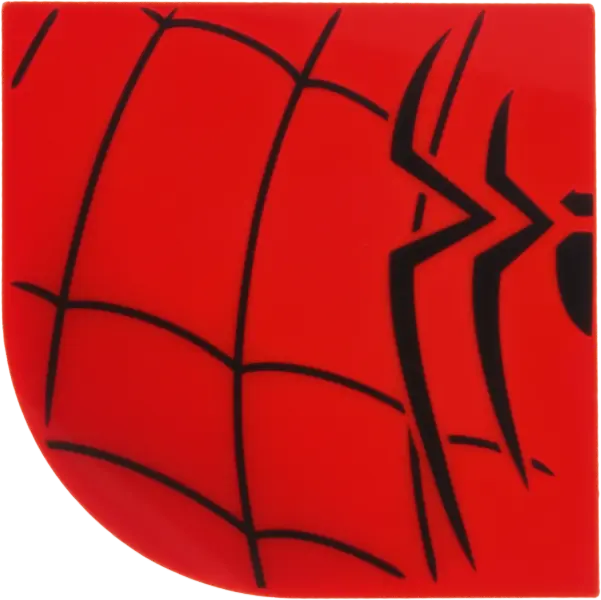 Brick, Round Corner 4 x 4 x 1 Curved Slope Top with Black Spider Half and Web Pattern Model Right Si