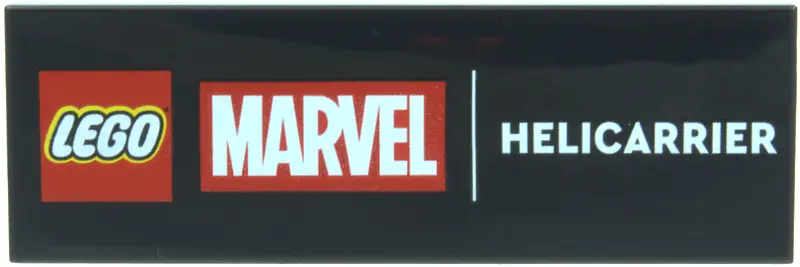 Tile 2 x 6 with LEGO Marvel Logo and White 'HELICARRIER' Pattern