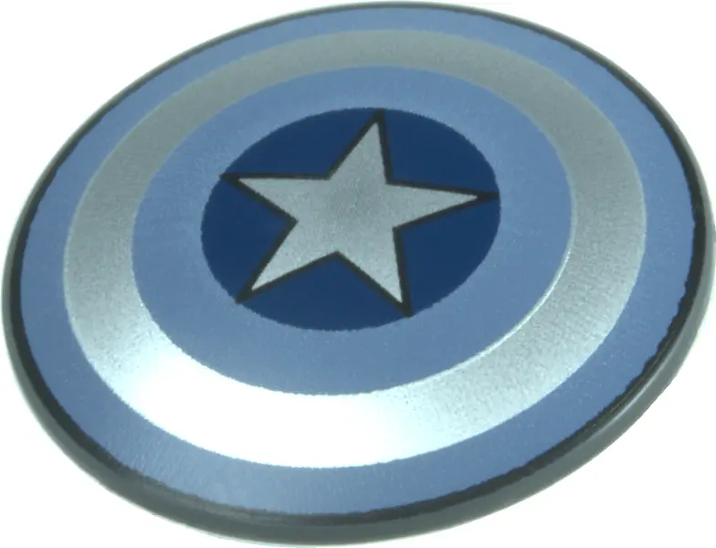 Bluish Gray Minifigure, Shield Circular / Round Convex Face with Sand Blue and Silver Concentric Rin