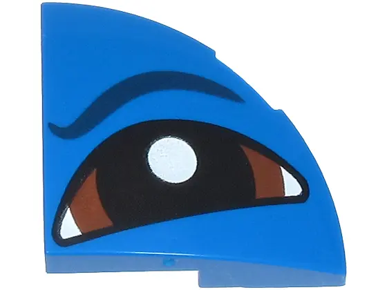 Slope, Curved 2 x 2 x 2/3 Corner Round with Dark Blue Eyebrow and Eye with Reddish Brown Iris and Bl