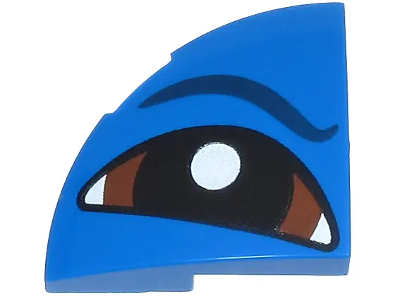 Slope, Curved 2 x 2 x 2/3 Corner Round with Dark Blue Eyebrow and Eye with Reddish Brown Iris and Bl