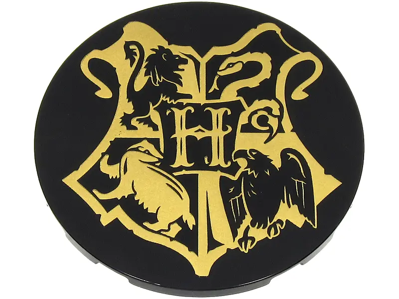 Tile, Round 6 x 6 with Gold Hogwarts Crest Pattern
