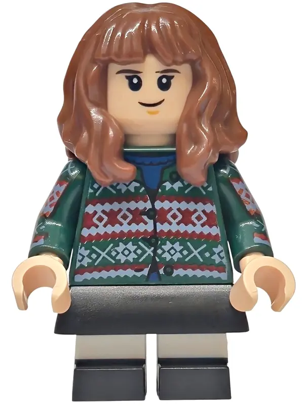 Granger - Dark Green Sweater, Printed Arms, Black Skirt, and Short Legs with White Stripes