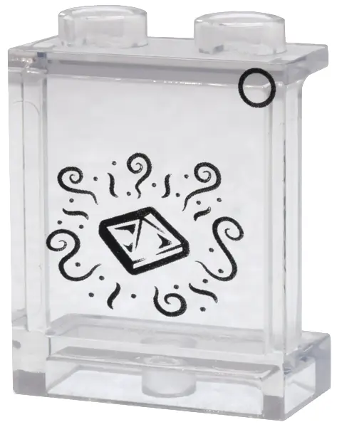 Panel 1 x 2 x 2 with Side Supports - Hollow Studs with Black Circle, Stone Crystal and Swirls Patter