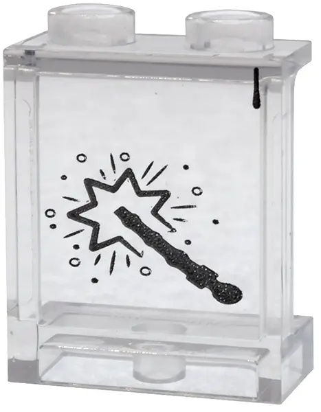 Panel 1 x 2 x 2 with Side Supports - Hollow Studs with Black Line, Magic Wand and Star Pattern