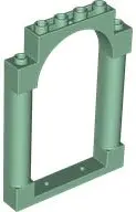 Green Door, Frame 1 x 6 x 7 Arched with Notches and Rounded Pillars