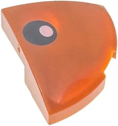 Orange Slope, Curved 2 x 2 x 2/3 Corner Round with White Circle on Black Oval Pattern Model Left Sid