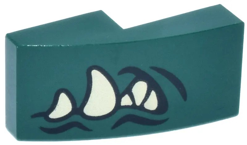 Green Slope, Curved 2 x 1 x 2/3 with Black Mouth Creases and Tan Fangs Pattern Model Left Side (The 