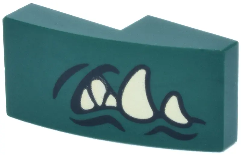 Green Slope, Curved 2 x 1 x 2/3 with Black Mouth Creases and Tan Fangs Pattern Model Right Side (The