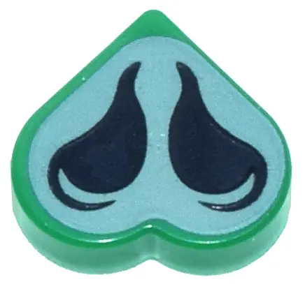 Tile, Round 1 x 1 Heart with Black Curved Nostrils on Sand Green Background Pattern (The Legend of Z