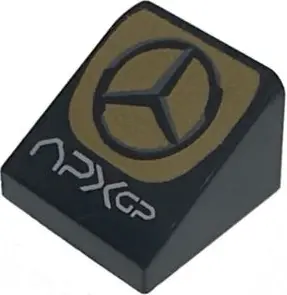 Slope 30 1 x 1 x 2/3 with White 'APXGP' and Mercedes-Benz Logo on Gold Background Pattern