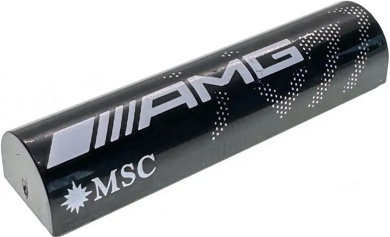 Slope, Curved 1 x 4 x 2/3 Double with White 'AMG' and 'MSC' Logos and Silver Dots Pattern Model Righ