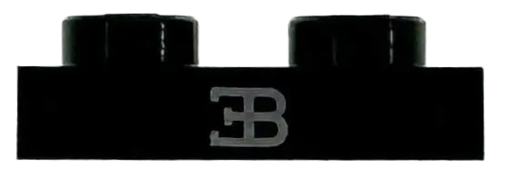 Plate 1 x 2 with Silver Bugatti Logo Pattern