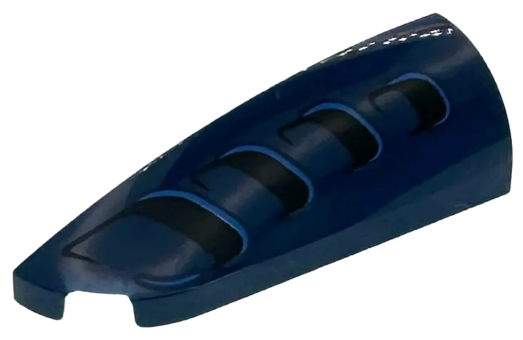 Blue Slope, Curved 4 x 1 Left with Black Air Vents with Blue Outlines Pattern