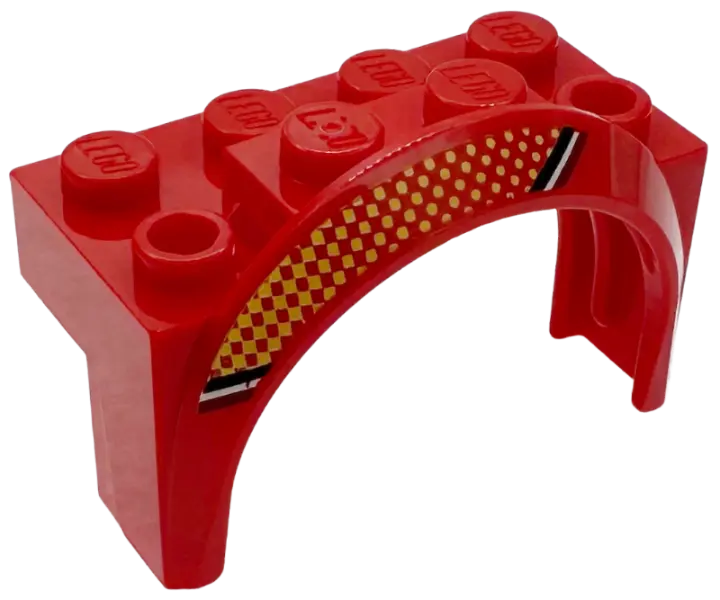 Vehicle, Mudguard 4 x 2 1/2 x 2 with Arch Round with Black, White and Dark Red Stripes, Bright Light