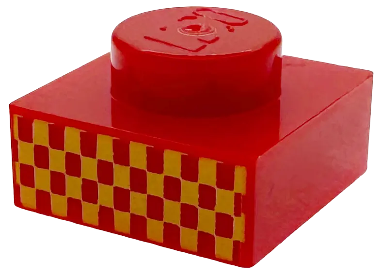 Plate 1 x 1 with Bright Light Orange Checkered Pattern