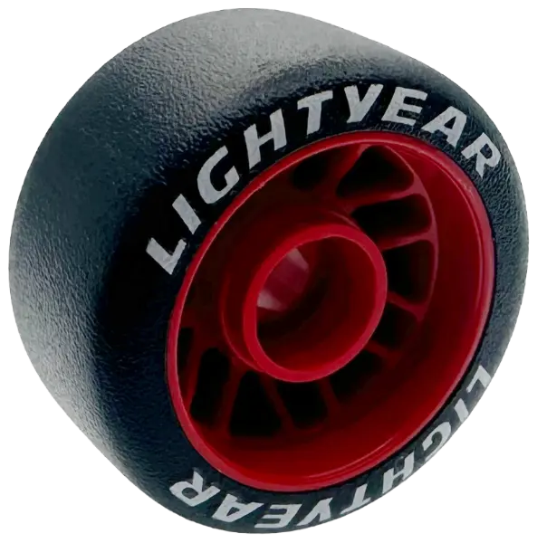 Wheel 24 x 13.4 with Pin Hole with Molded Black Hard Rubber Tire and Printed White 'LIGHTYEAR' Patte