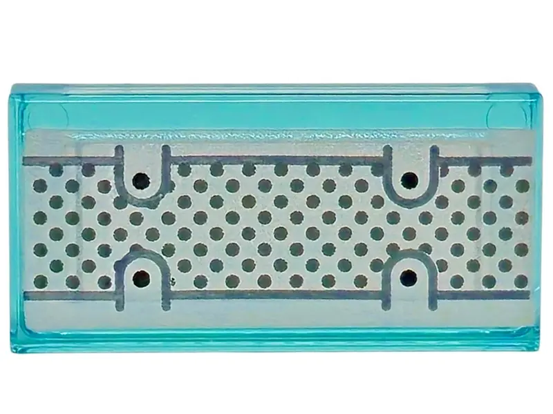 Blue Tile 1 x 2 with Black and Dark Bluish Gray Dots and Lines on Silver Background Pattern