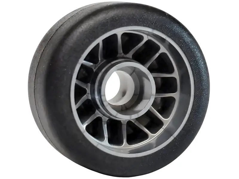 Silver Wheel 24 x 13.4 with Pin Hole with Molded Black Hard Rubber Tire Pattern