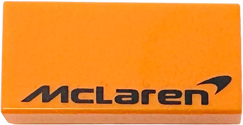 Tile 1 x 2 with Black 'McLaren' Logo Pattern