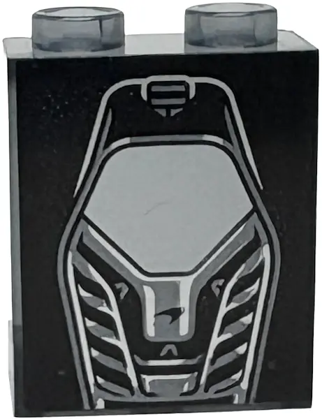 Panel 1 x 2 x 2 with Side Supports - Hollow Studs with Silver and Dark Silver Vehicle Rear Window wi