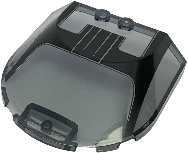 Windscreen 6 x 6 x 1 1/3 Curved with Black McLaren W1 Roof and Light Bluish Gray Stripes and Window 