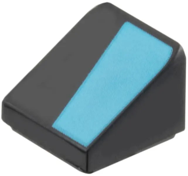Slope 30 1 x 1 x 2/3 with Medium Azure Diagonal Stripe Pattern Model Left Side