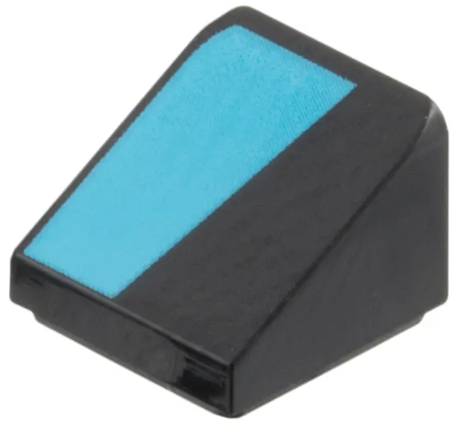 Slope 30 1 x 1 x 2/3 with Medium Azure Diagonal Stripe Pattern Model Right Side