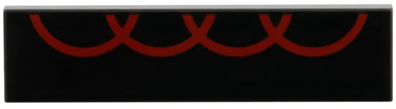 Tile 1 x 4 with 4 Red Overlapping Semi Circles Audi Logo Pattern