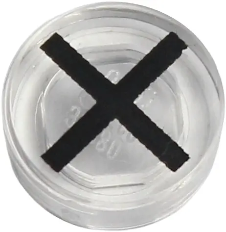 Tile, Round 1 x 1 with Black 'X' Pattern