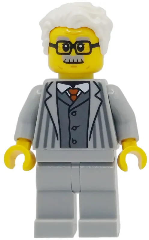 - Light Bluish Gray Jacket with Pinstripes and Legs, White Hair