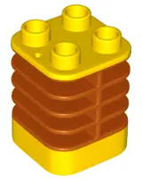 Yellow Duplo Brick 2 x 2 x 2 Ribbed - Center Flush with Edge with Molded Flexible Rubber Dark Orange