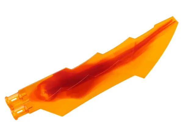 Trans-Orange Propeller 1 Blade 14L with 2 Axle Holes and Jagged Edges (Sword Blade) with Marbled Dar
