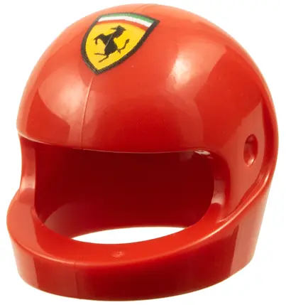 Red Minifigure, Headgear Helmet Motorcycle (Standard) with Ferrari Logo Pattern