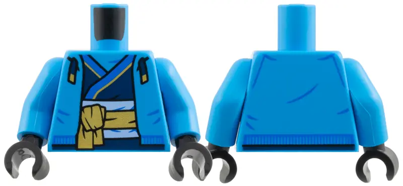 Dark Azure Torso Hoodie over Dark Blue Tunic, Blue Hem, Gold Sash and Trim Pattern / Dark Azure Arms