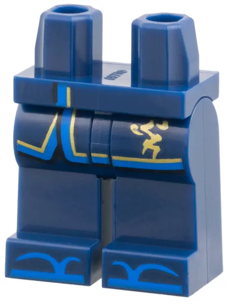 Dark Blue Hips and Legs with Robe Ends with Hem and Gold Symbol, Blue Sandals Pattern