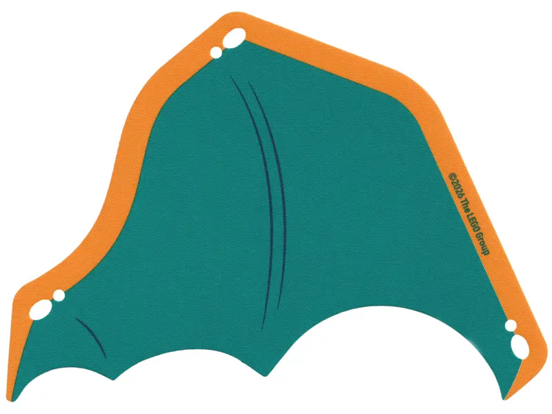 Orange Cloth Wing Dragon Left, Scalloped with Dark Turquoise Membrane Pattern