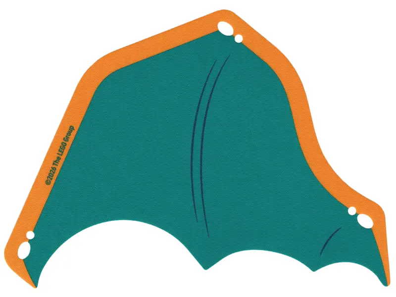 Orange Cloth Wing Dragon Right, Scalloped with Dark Turquoise Membrane Pattern