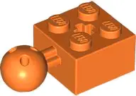 Orange Technic, Brick Modified 2 x 2 with Ball Joint and Axle Hole with 6 Holes in Ball