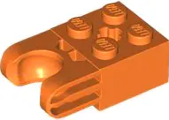 Orange Technic, Brick Modified 2 x 2 with Ball Socket and Axle Hole - Straight Forks with Round Ends