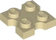 Tan Plate, Modified 2 x 2 with Half Circle Cutouts on Each Side