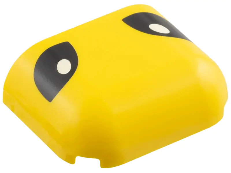 Yellow Brick, Round Corner 3 x 4 Double without Studs with Black Ellipse Eyes with White Glints Patt