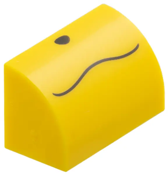 Yellow Slope, Curved 1 x 2 with Bottom Stud Holder with Black Spot and Wavy Line Pattern (Pokémon Jo